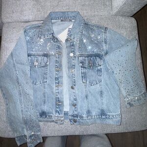 Denim rhinestone jacket